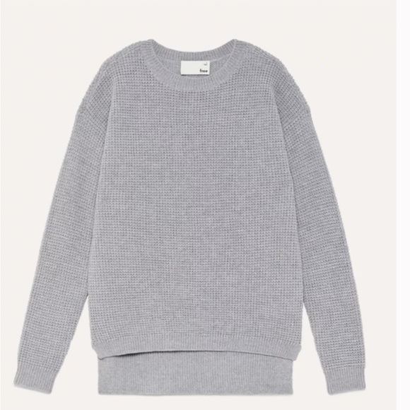 Aritzia Wilfred Free Isabelli Sweater  Waffle Grey Crew Knit Sweater - Picture 3 of 8